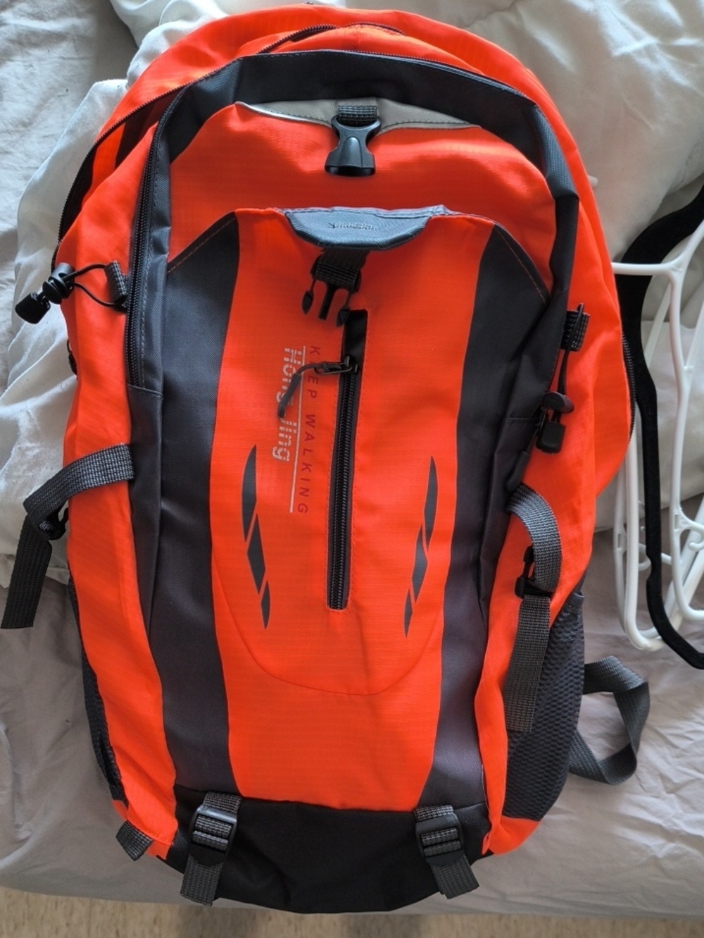 Men's Orange and Gray Hiking Backpack - Unbranded